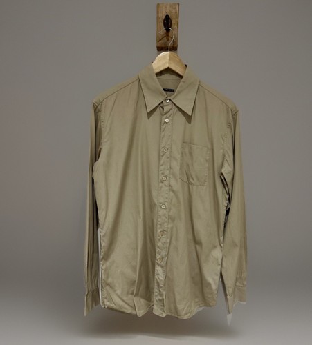 Miu Miu, MIU MIU Vintage Men's 90s 00s Khaki Safari Cotton Slim Fit LS Shirt Size 38 15