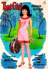 VINTAGE UNCUT 1967 THAT GIRL MARLO THOMAS PAPER DOLLS~PRETTY~#1 TOP REPRODUCTION