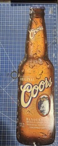 Vintage Coors Banquet Beer Long Neck Bottle Embossed Tin Tacker Sign