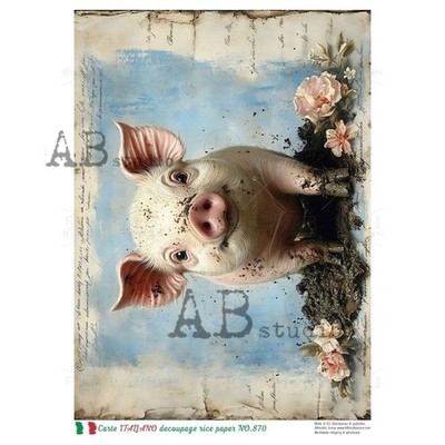 Muddy Pig #870 | A4 Rice Paper for Decoupage | AB Studios