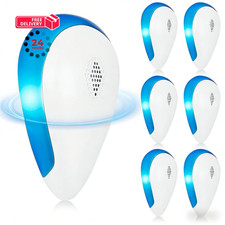 Upgraded Ultrasonic Mice & Spider Repellent Indoor, Pest 6 Pack-C, White