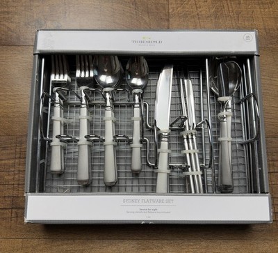 NEW Threshold For Cambridge Sydney Stainless Flatware Set Service For 8, 45pcs