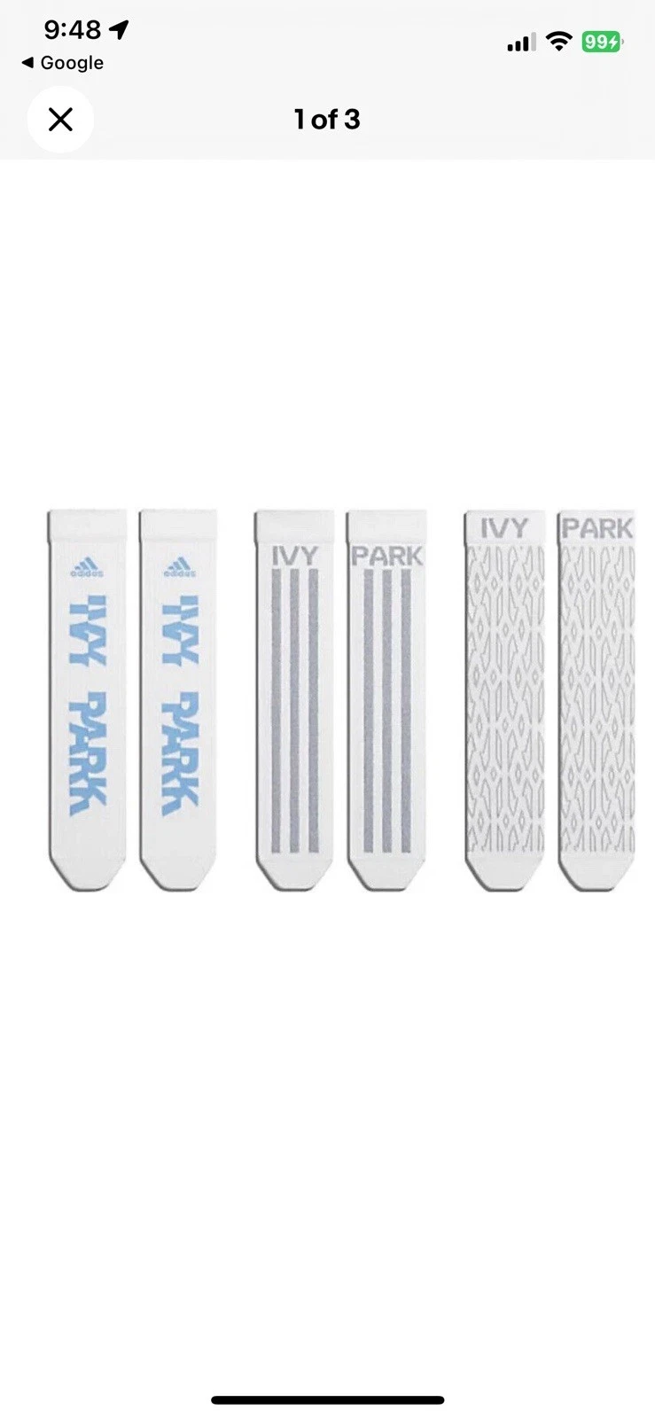 Adidas x Ivy Park Confezione 3 Calze Logo Icy Park Medium Beyoncé Bianco Blu