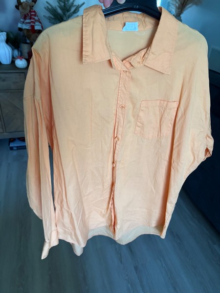 Womens Cotton on Oversized Button Up Shirt, Size xs, Orange, Lightweight, Casual