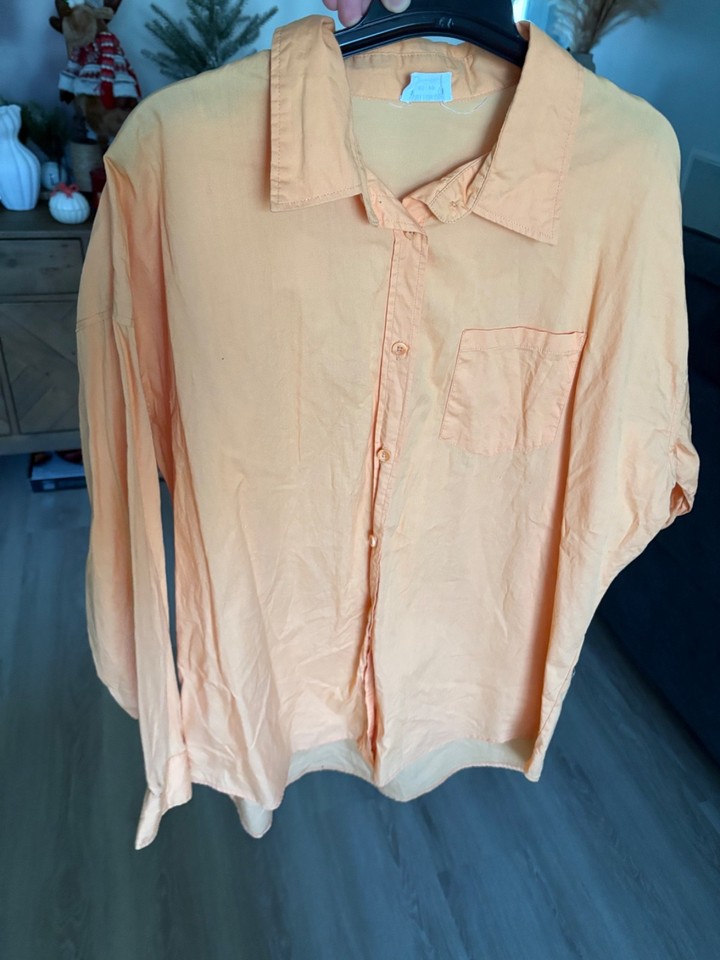 Womens Cotton on Oversized Button Up Shirt, Size xs, Orange, Lightweight, Casual