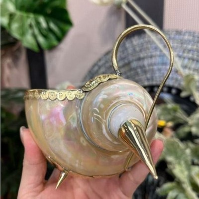 Vintage Handcrafted natural sea shell wine glass tea cup  table decor Gift