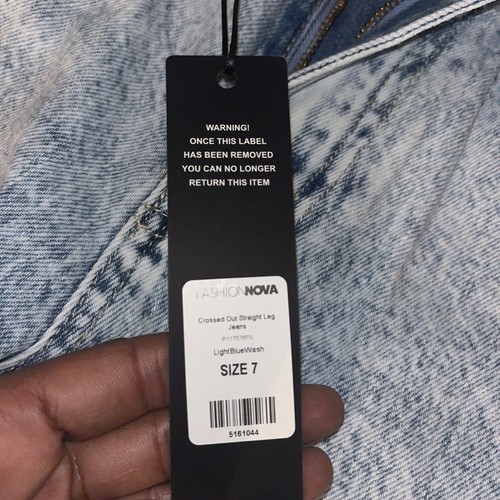 Fashion Nova Crossed Out Straight Leg Jeans - Picture 2 of 9