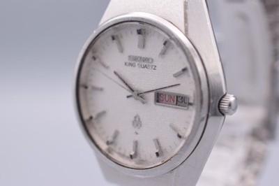 Excellent] SEIKO King Quartz 0853-8025 Men's Watch Silver Dial Day