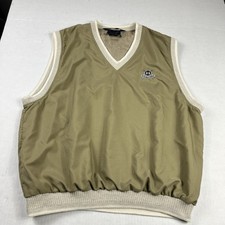 Sunderland of Scotland Mens Green Golf Wind Vest Large USA Made V-Neck Pullover
