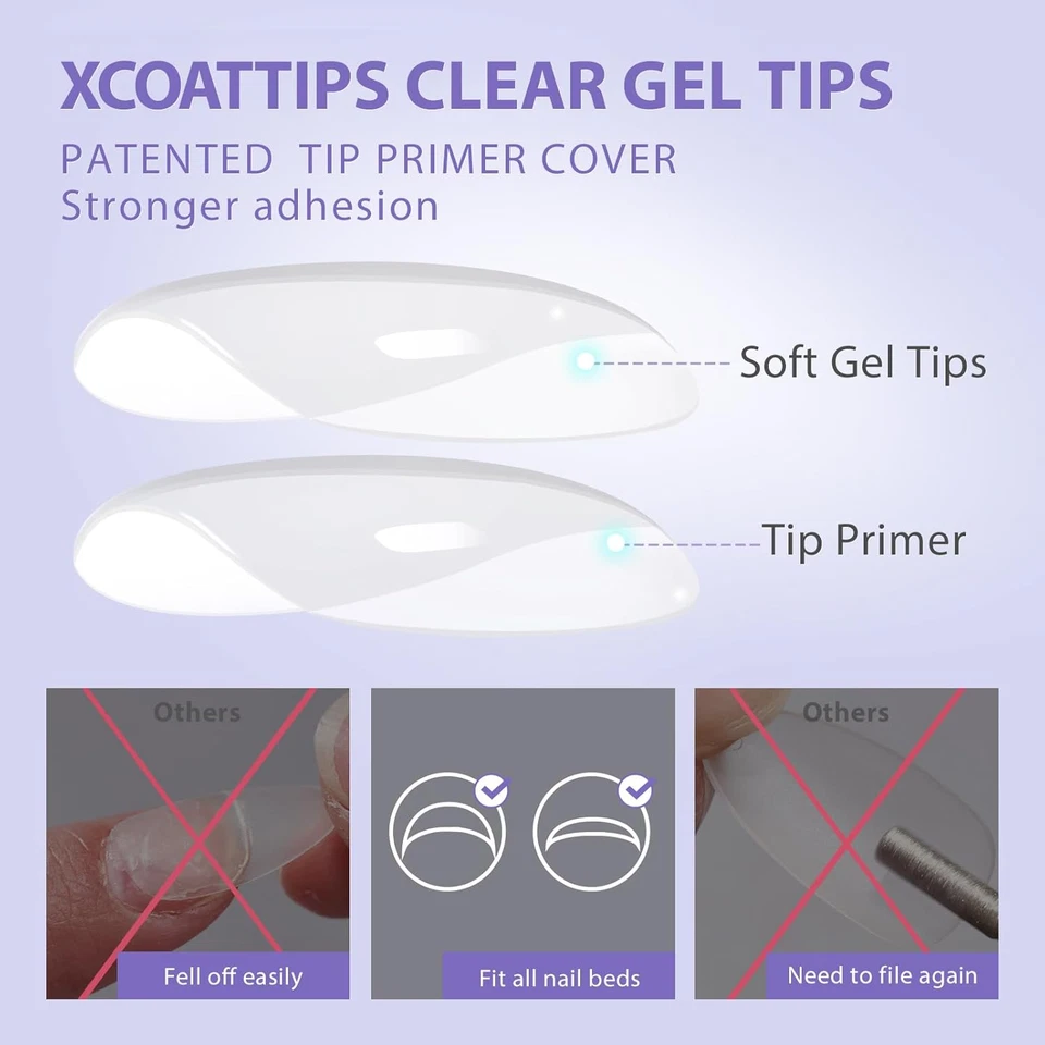 Extra Short Almond Nail Tips - Btartbox XCOATTIPS Gel Nail Tips Natural with Tip - Image 2 of 4