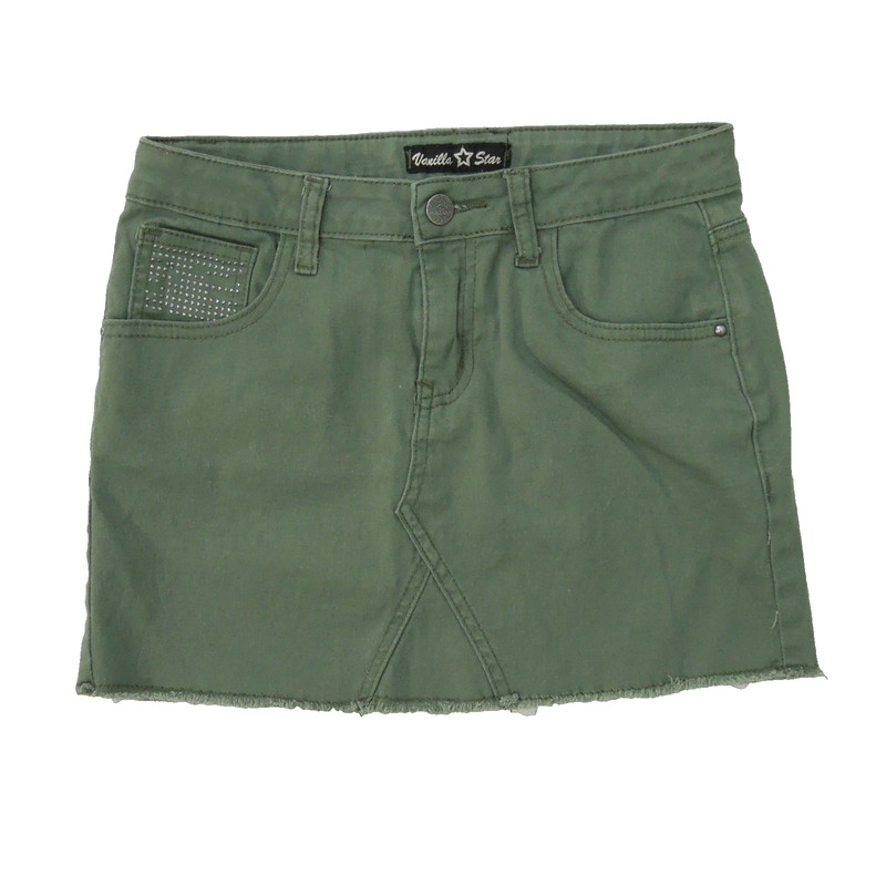 VANILLA STAR Mini Skirt Girls Green Four Pockets Adjustable Elastic Band