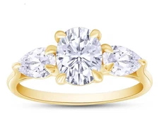 2.40Ct Oval Cut Lab Grown Diamond Women's Wedding Gift 14k Yellow Gold Ring