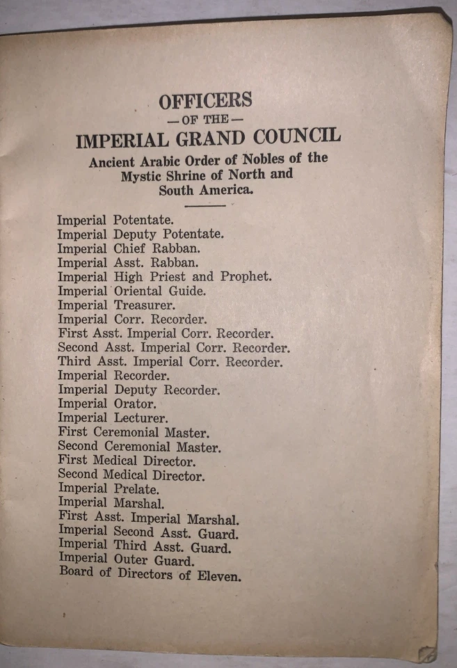 1914, 1st, THE SECRET RITUAL ANCIENT ARABIC ORDER OF NOBLES OF THE MYSTIC SHRINE - Image 4 of 4