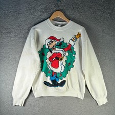 Vintage Disney Goofy Santa Christmas Crewneck Sweatshirt Mickey USA Made Fits M