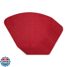 DII PVC Tabletop Collection Woven Indoor/Outdoor, Wedge Placemat Set, Tango R