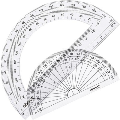 2 Pcs Plastic Protractor Clear 180 Degrees Transparent Protractor for Geometry,