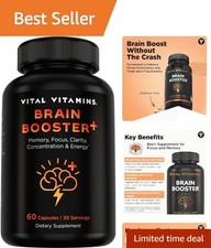 Caffeine-Free Brain Supplements with Bacopa Monnieri  30 Capsules for Focus