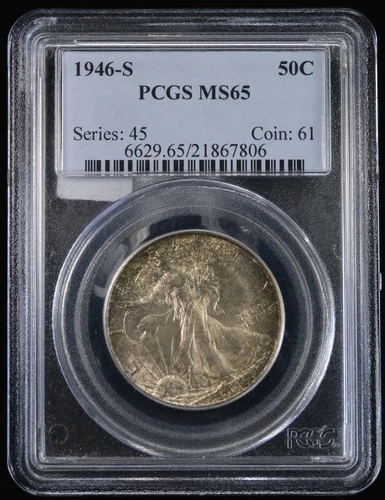 New Listing1946 S Walking Liberty Half Dollar 50c- PCGS MS 65 Crusty Toned San Francisco
