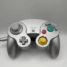 Silver Nintendo GameCube Controller – Tested, Cleaned & New Thumbstick Caps (2)