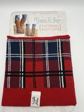 Red Plaid patterned Grace Lace Boot Cuffs Brand New