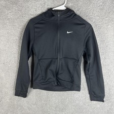 Nike Hoodie Youth Medium Black Therma-FIT Full Zip Fleece Sweatshirt Athletic