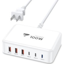 USB C Fast Charger, 100W GaN 6 Port USB C Fast Charging Station Hub Block Cub...