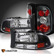 Fits 1997-2004 Dodge Dakota Black Headlights Tail Lights Leftright 97-04 Pair Fits 1997-2004 Dodge Dakota Black Headlights Tail Lights Leftright 97-04 Pair