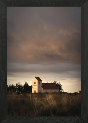 Kirche unter bewölktem Himmel gerahmtes Wandbild Poster Leinwanddruck Bild