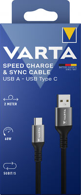 Varta Ladekabel, Speed Charge & Sync cable USB-A/USB-C, 2 m
