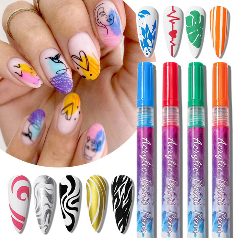 Drawing Line Pen Nail Dotting Abstract Painting Nail Graffiti Pen Polish P