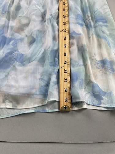 Calvin Klein Womens Dress 14 Blue Floral Fairy Flowy Ruffle Sheer Romantic Lined - Picture 8 of 8