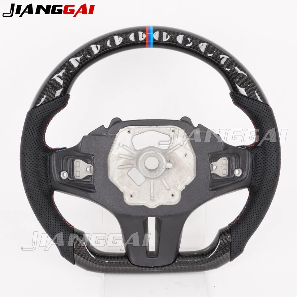 Volante de fibra de carbono para BMW X3 X4 X5 X6 X7 X3M X5M M5 M8 con calefacción Foto 3 de 4