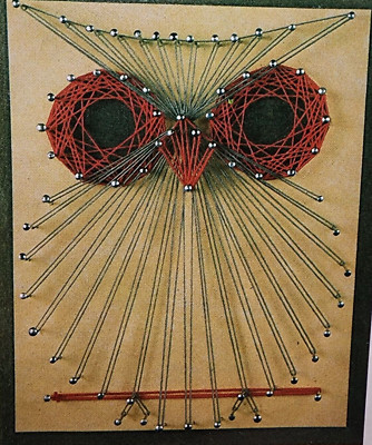 Vintage Owl String Art Donald Art Kit MCM Boho 1975 Owlette 3.25'' x 4'' Plaque
