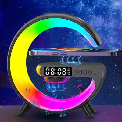LED RGB Nachtlicht Bluetooth Lautsprecher 15W Wireless Ladegerät Lampe Wecker DE