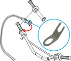 <!--F#f_0-->Throttle Cable Retaining Plate, flat surface for the adjuster of the cables<!--F/-->