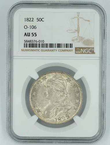 1822 NGC AU55 Capped Bust Half Dollar PQ