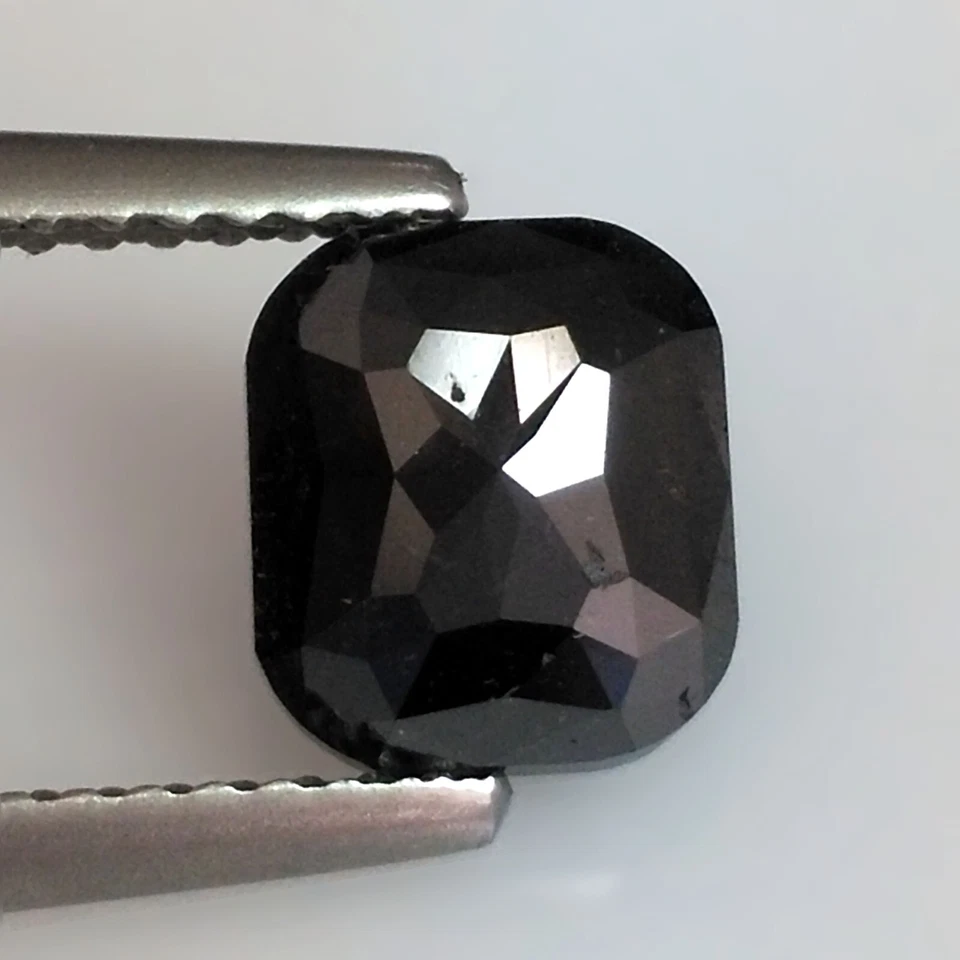 1.52cts Fancy Cushion Rose cut Jet Black Natural Earth Mined Loose Diamonds - Image 3 of 4