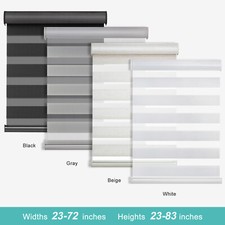 Horizontal Shade Window Blind Zebra Dual Roller Blinds Curtains,Easy to Install