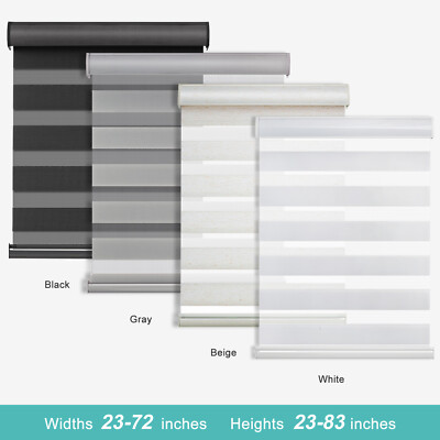 Horizontal Shade Window Blind Dual Zebra Roller Blinds Curtains,Easy to Install