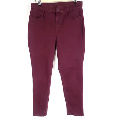 D&Co Womens Jeans Petite Burgundy Skinny Stretch Denim Pants Slim Fit 