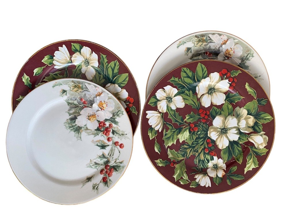 Vintage Mismatched China SALAD Plates ~ Set of 4 ~ Christmas Holiday Set