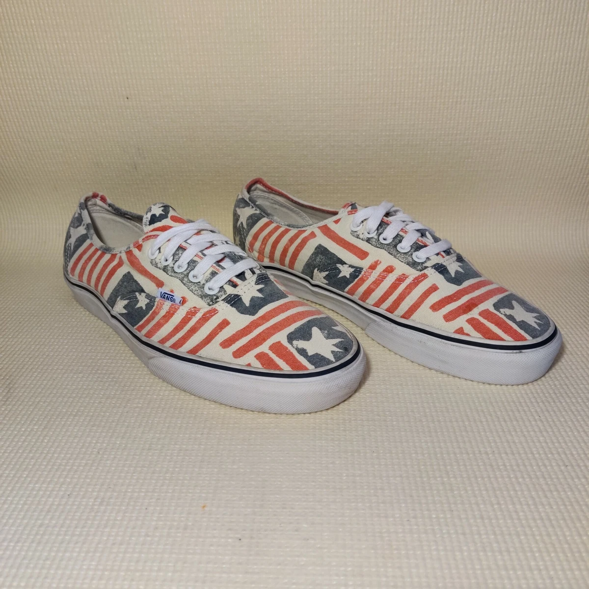 Vans Van Doren USA Flag Stars Stripes Skate Shoes Mens 10.5 Wsz 12 RedWhiteBlue