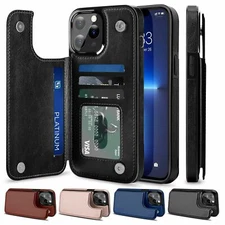 For iPhone 16E 14 15 17 Pro Max 13 Magnet PU Leather Card Wallet Kickstand Case