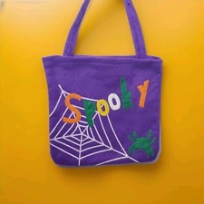 Halloween Spider  Web Kids Trick Or Treat Purple Felt Carry Bag New