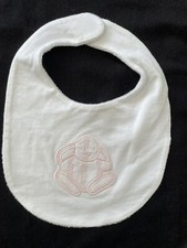 Tartine et Chocolat NWOT White/Pink Bunny Appliqu Terrycloth Backed Bib-OS