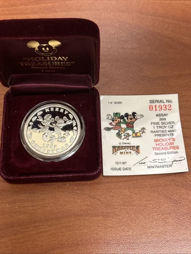 1987 Mickey's Holiday Treasures 2nd Edition - Rarities Mint .999 Silver Bullion
