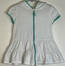 Cat & Jack Toddler Girl 3T Swim Cover Up White Terry Short Sleeve Green Zip Hood