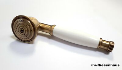 Handbrause Duschkopf Brausekopf bronze, altmessing gebürstet Retro Design