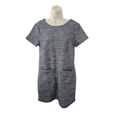 Ann Taylor LOFT Tweed Short Sleeve Shift Dress Tie Back Sz 6 Women Career Stretc