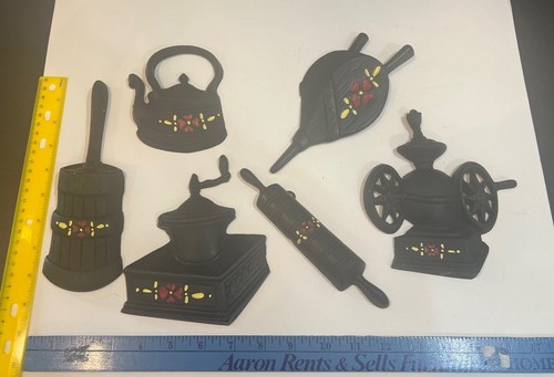 Primitive Americana Küche Wandbehang 6er Set verschiedene schwarz gelb Blumen - Bild 2 von 12
